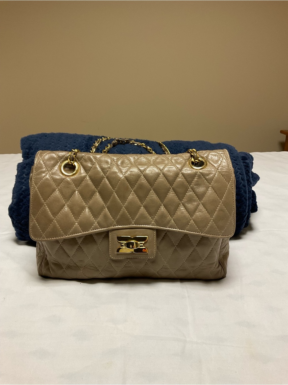 Vintage Siso Italy Quilted Lambskin Leather Flap Bag - Taupe